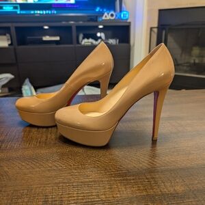 Christian Louboutin Bianca 120mm Patent Leather EU 38 US8 Nude Pumps Heels